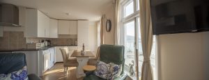 Open plan living room and kitchen